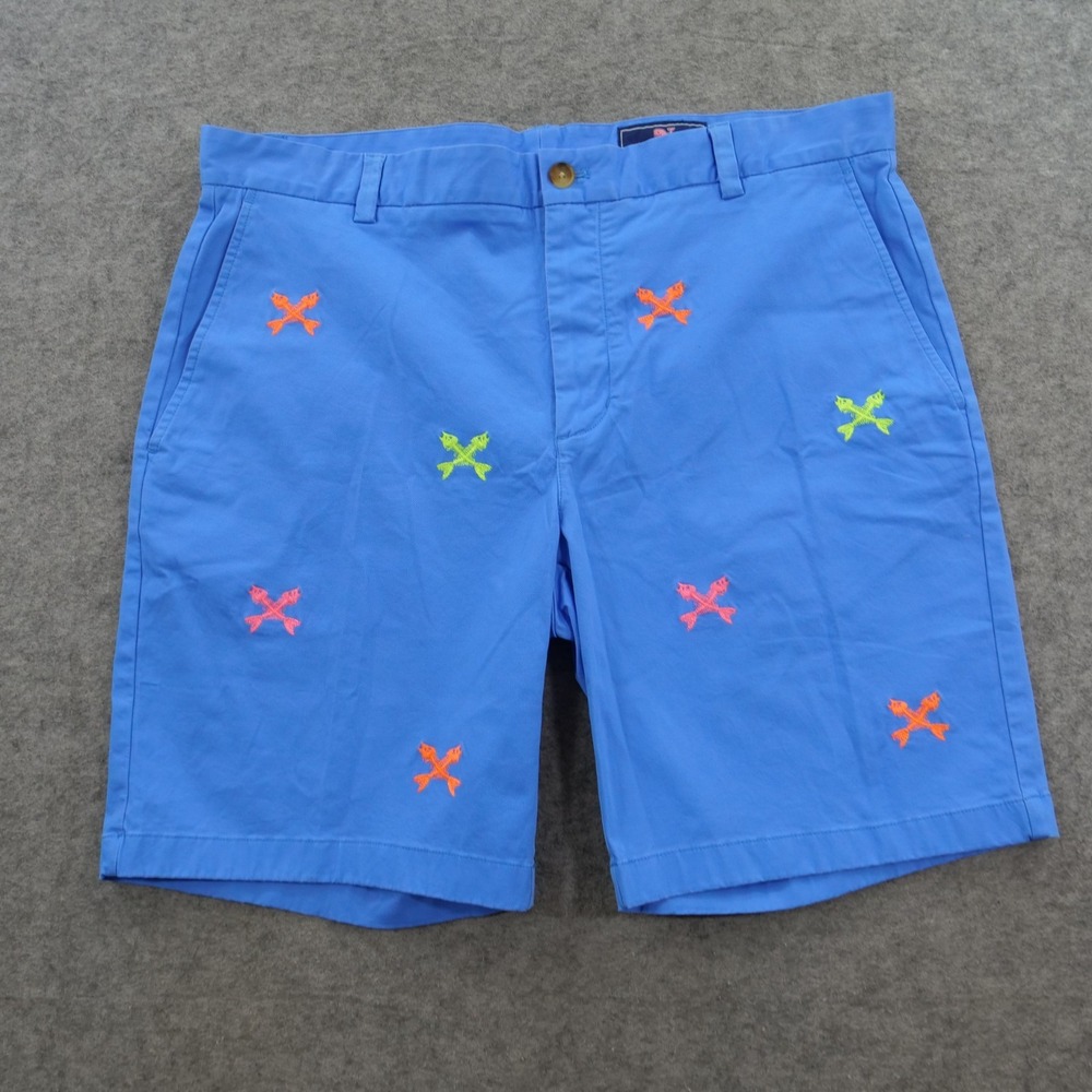 Vineyard Vines Shorts Mens 36 Blue Breaker Short Embroidered Fish Critter